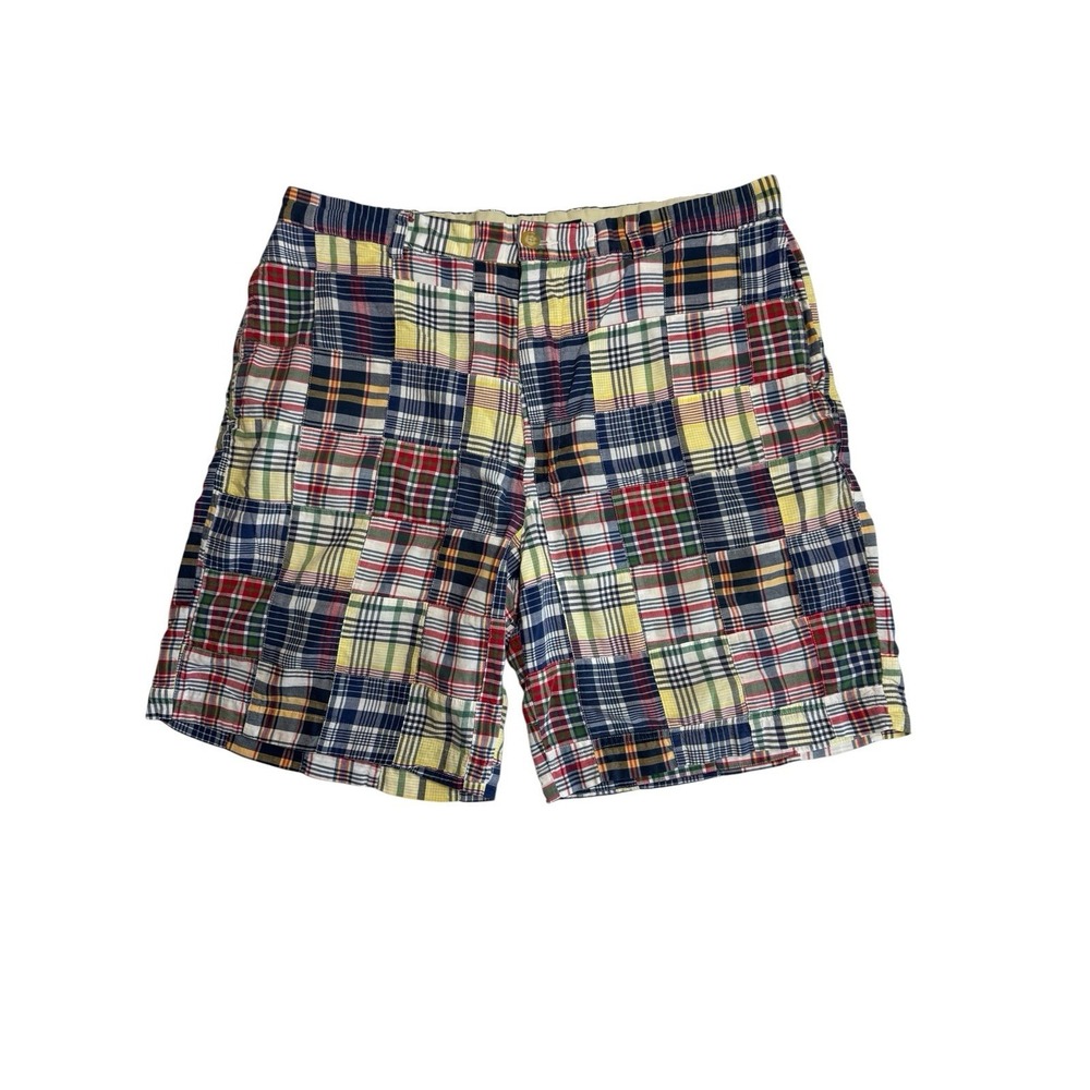 Men's J.Crew Sz 36 Multicolor Madras Shorts Patchwork Chino Cotton Preppy Casual